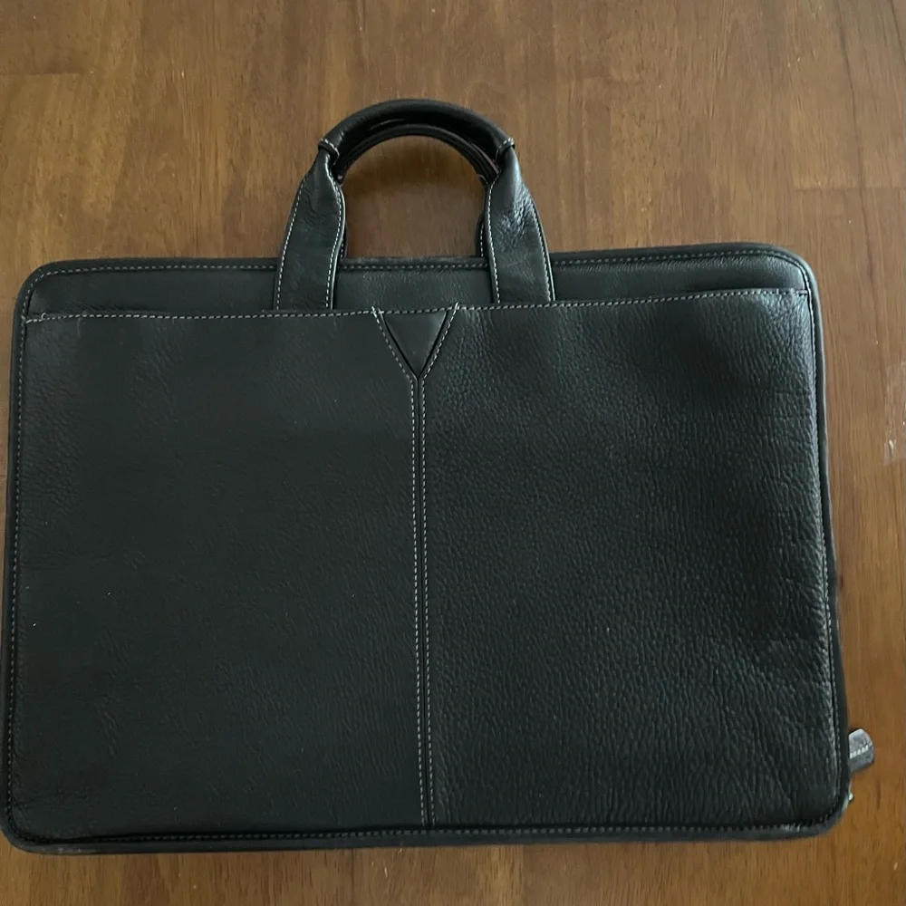 Johnson & Murphy Sophisticated Black Leather Briefcase